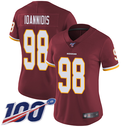 Washington Redskins Limited Burgundy Red Women Matt Ioannidis Home Jersey NFL Football #98 100th->women nfl jersey->Women Jersey